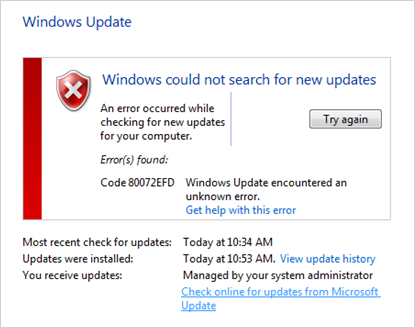 Fix Windows Update 80072efd Error